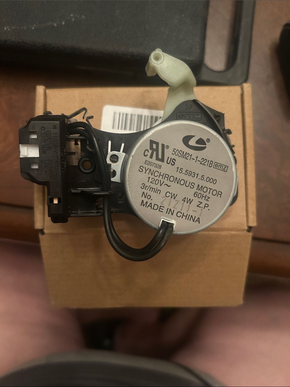 Synchronous Motor 120V with Wiring Harness - Silver/Black Actuator For Maytag